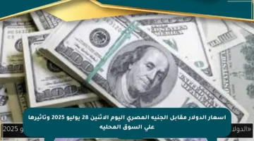 أسعار الدولار مقابل الجنيه المصري اليوم الإثنين 28 يوليو 2025 وتأثيرها على السوق المحلية